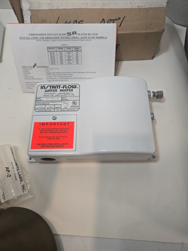 Instant Water Heater  30 Amp 120V 