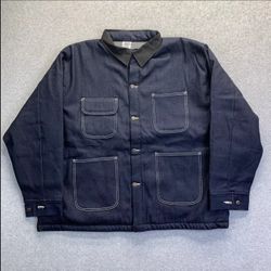 Bob Barker 3XL Dark Denim Chore Barn Jean Jacket Prison Barn Blanket Lined Coat
