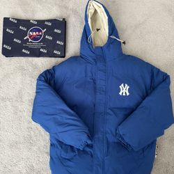 New York X Nasa Puffer Jacket Men’s Medium Retro Blue NY New