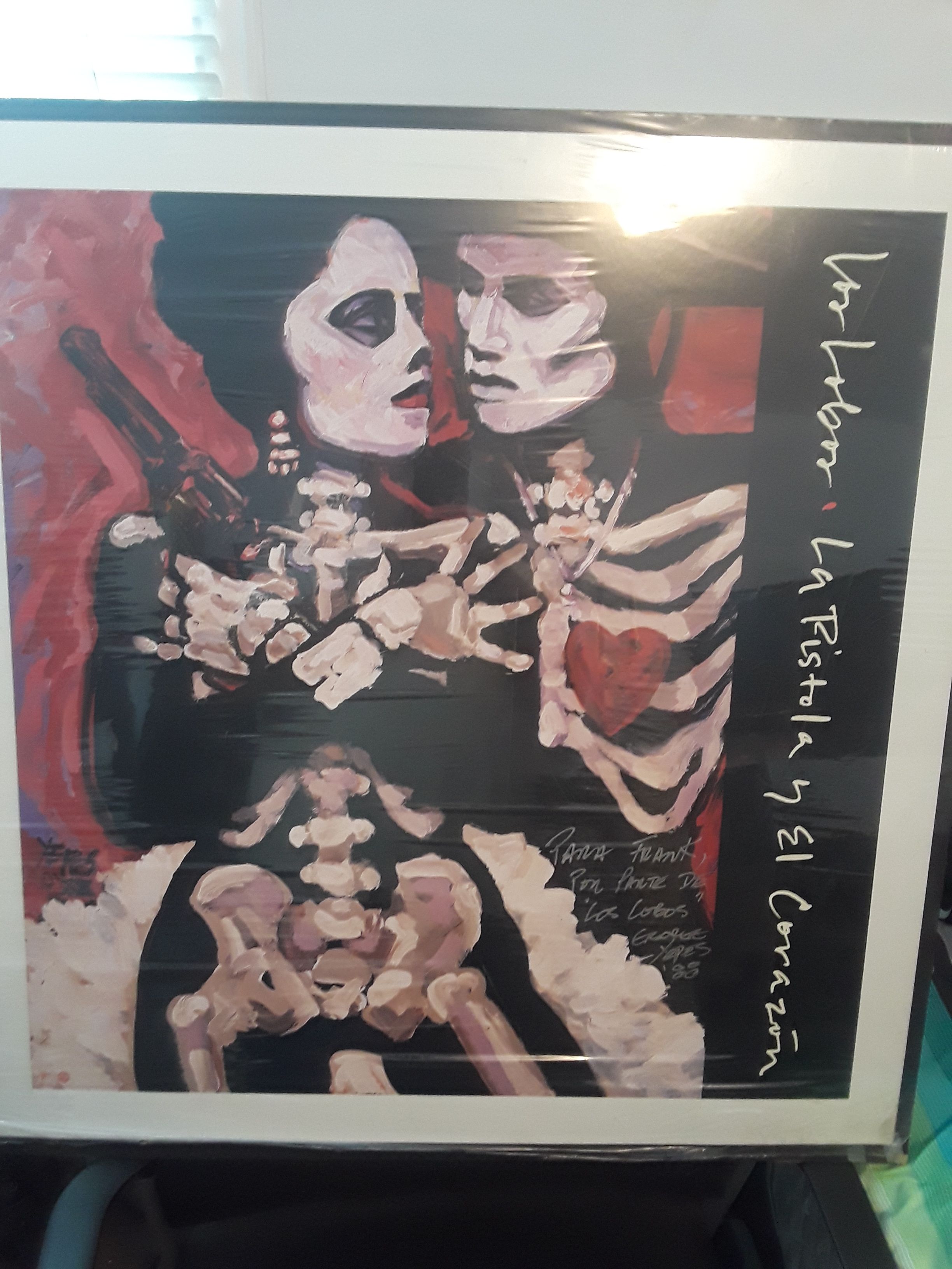 Signed by George Yepes Album Cover art poster from Los Lobos' La Pistola y El Corazon