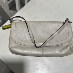 Coach Pearl White Leather Wristlet 
