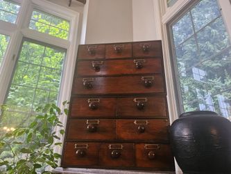 Vintage Wood Multi-Drawer Apothecary Cabinet