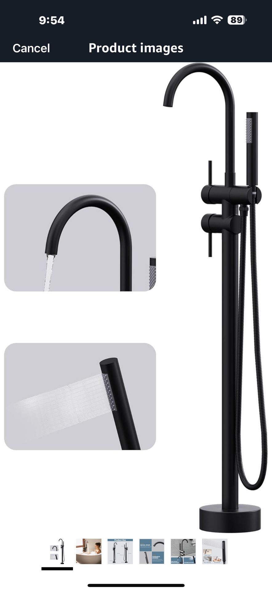 GIMILI Free Standing Tub Filler Bathtub Faucet Stand Alone Matte Black Brand GIMILI Color Matte Black Material Stainless Steel Finish Type Matte Blac