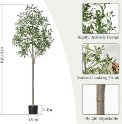 Freyalife Artificial Olive Tree (6FT) Indoor Faux Plants for Home Office Bedroom Living Room Decor, Fake Tall fig Potted for Housewarming Gift, Trees 