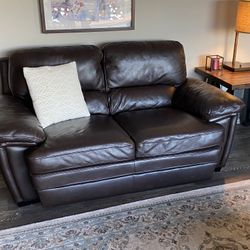 Leather loveseat Sofa - Dark brown