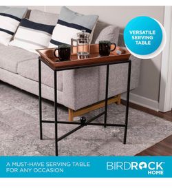BIRDROCK HOME Butler Tray Table with Removable Top -