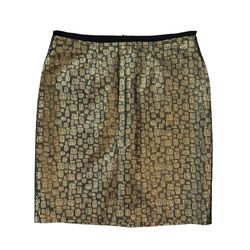 LOFT Skirt Womens Size 8 Petite Gold Metallic Straight Pencil Skirt Lined Zip Up
