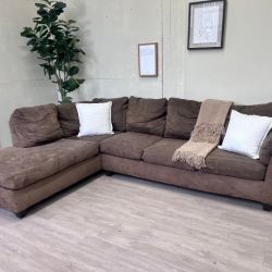 WE DELIVER! 🚚 - Brown Microfiber Modern L Sectional Couch with Chaise