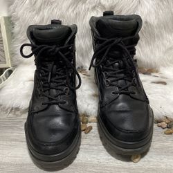 Ecco Gore-Tex Black Leather Boots Size 44 US 10-10.5 Moc Toe 