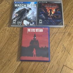 Action Horror Game Bundle - PS3 & PS4 - Resident Evil, Evil Within, Watch Dogs