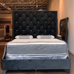 Brand New Black Queen Size 6foot Tall Bed Frame With New Mattress Set/Fast Delivery 