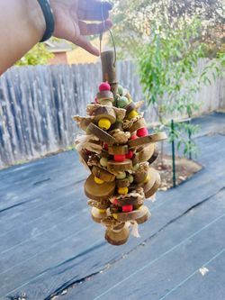 Multicolor Wood Chewing Hanging Toy for Parrot Bird New Condition