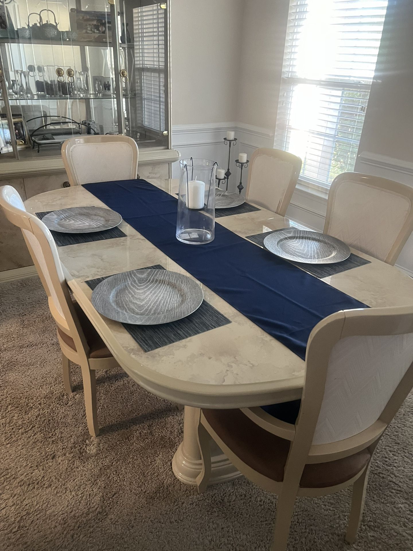 Dining Set with 6 Chairs and China Cabinet