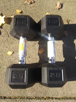 25lb pair rubber hex dumbbells