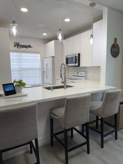 Counter Height Bar Stools Set with Back and Footrest