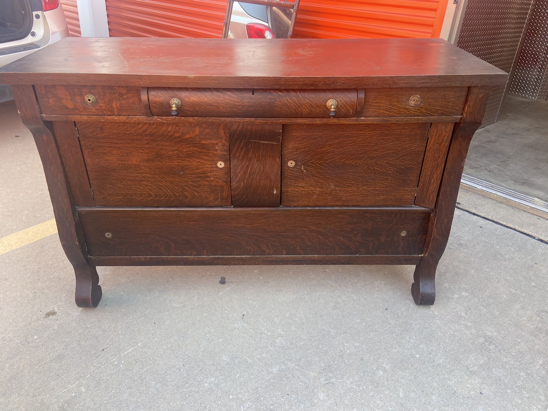 Vintage Walnut Desk with large Storage missing knobs
