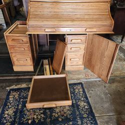 Charming Oak Roll Top Desk