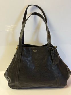 Fossil black leather shoulder bag purse handbag