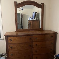 Real  Wood Dresser With Mirror