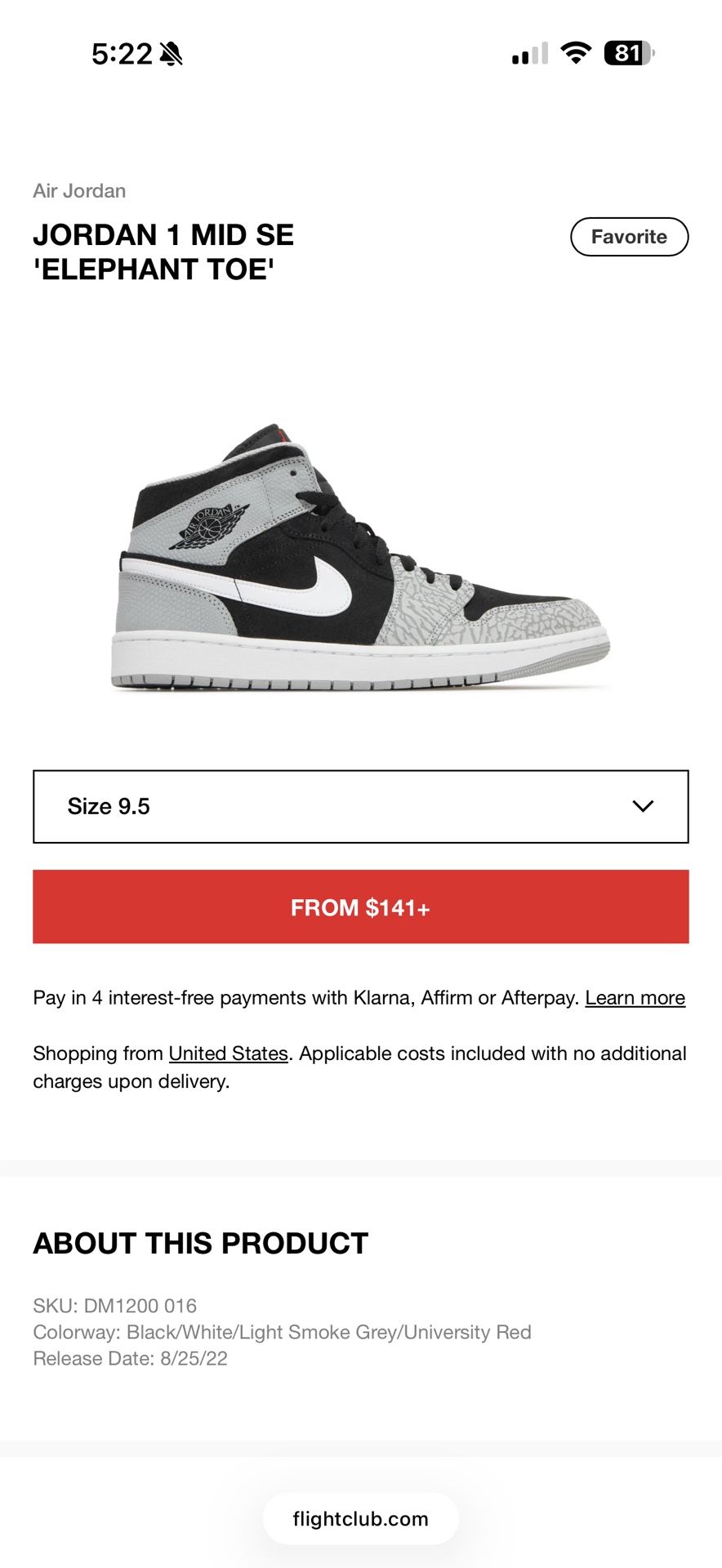 Jordan 1 Mid ELEPHANT TOE (NEW)