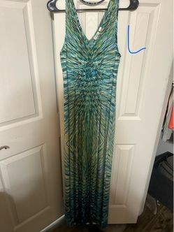 Cato Maxi Dress Teal Green Print