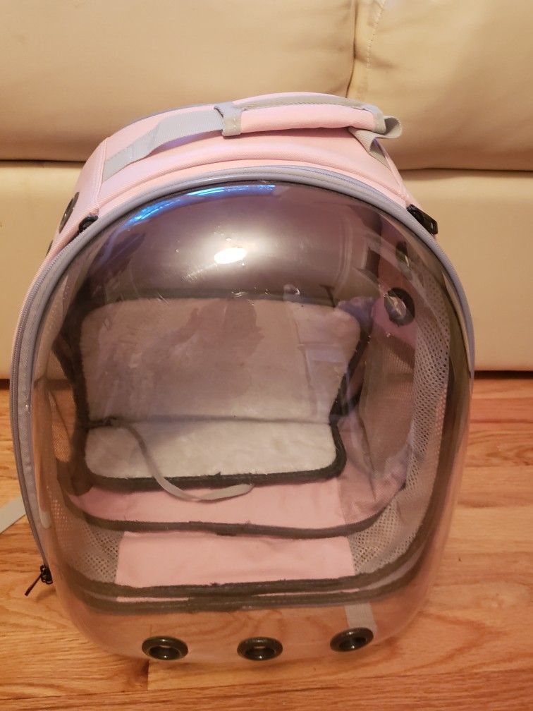 Pink Cat Carrier Bubble Backpack Used One Time