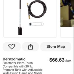 Bernzomatic Firestarter Blaze Torch Compatible with 20 lb. Propane Tank with Adjustable Wide Brush Flame and Spark Lighter