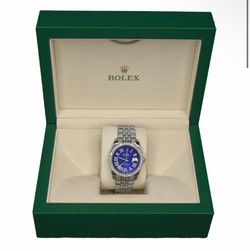 ROLEX DATEJUST SILVER BLUE FACE STONE ROMANX - 116200