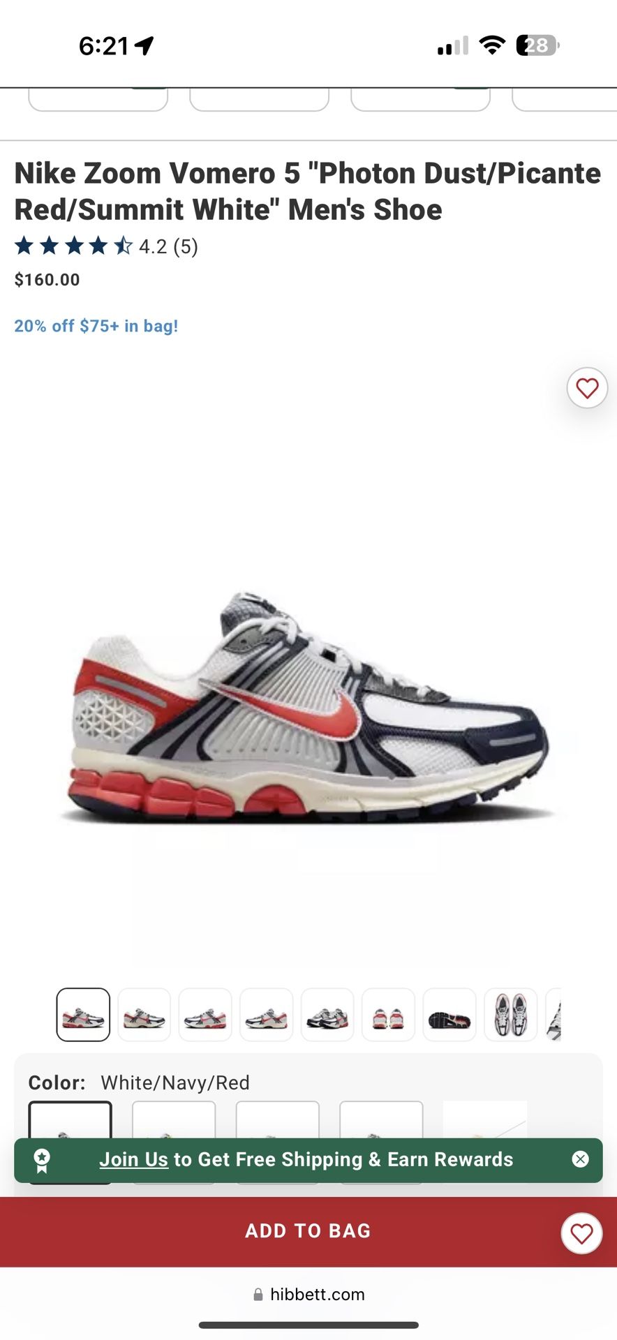 Nike Zoom Vomero 5 "Photon Dust/Picante Red/Summit White" Men's Shoe 8.5