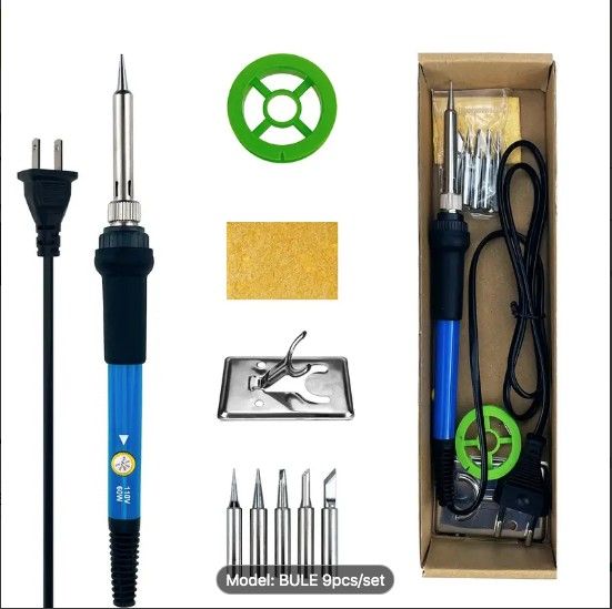 9pcs Adjustable Temperature Electric Soldering Iron Tool