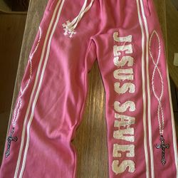 Pink Jesus Saves Baggy Sweats 