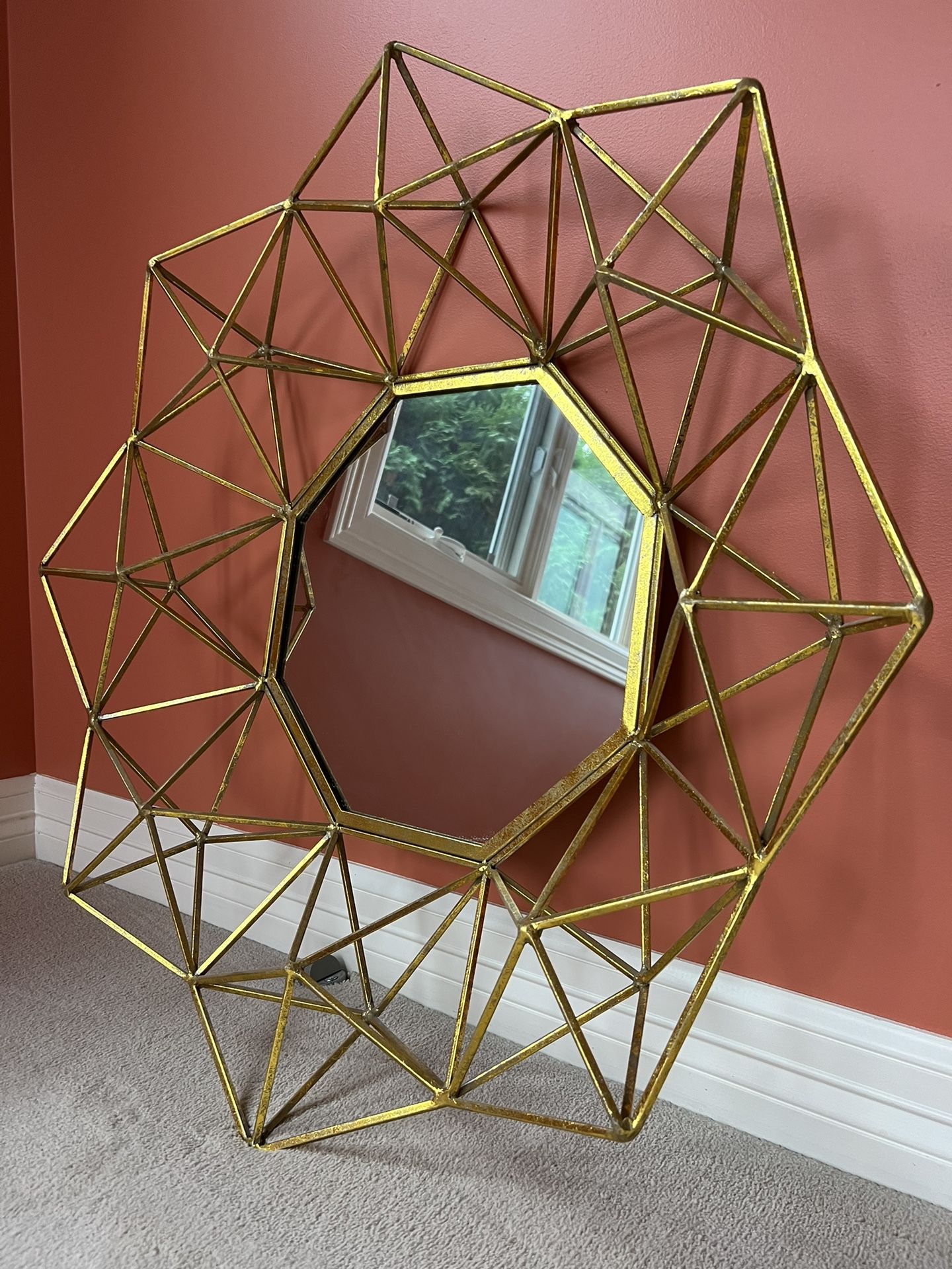 Metal Brushed gold Framed High quality octagonal mirror 