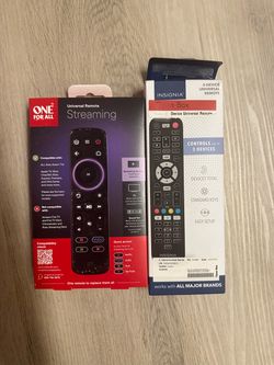 2 Universal Remotes – One For All Streaming + Insignia 3-Device