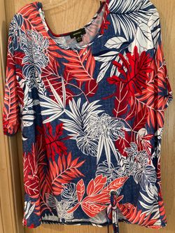 Espresso Womens top red, Orange Blue and white size XL