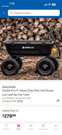 Gorilla 9 cu. ft. Heavy Duty Poly Yard Dump Cart with No Flat Tires