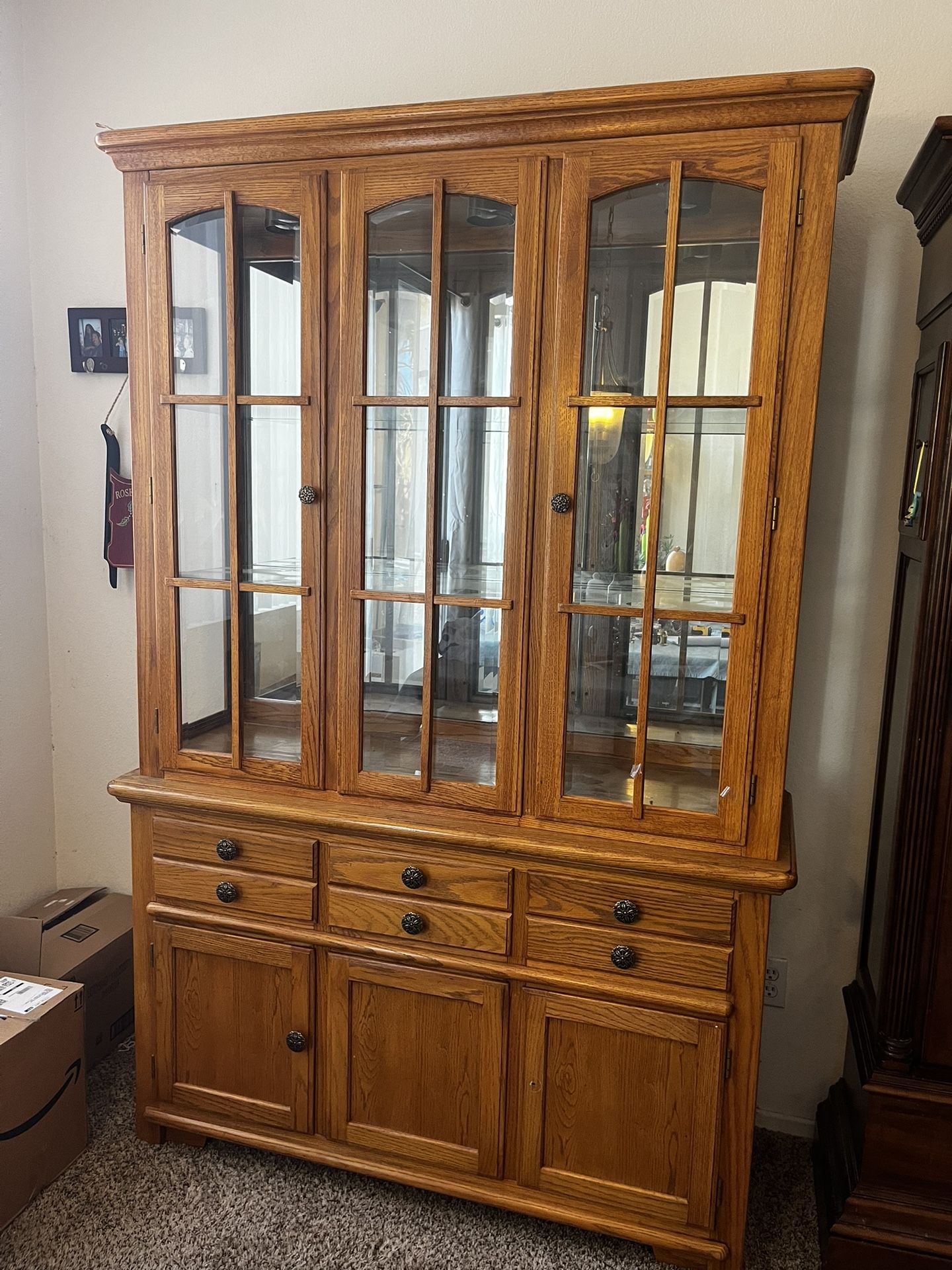 wooden Thomasville hutch