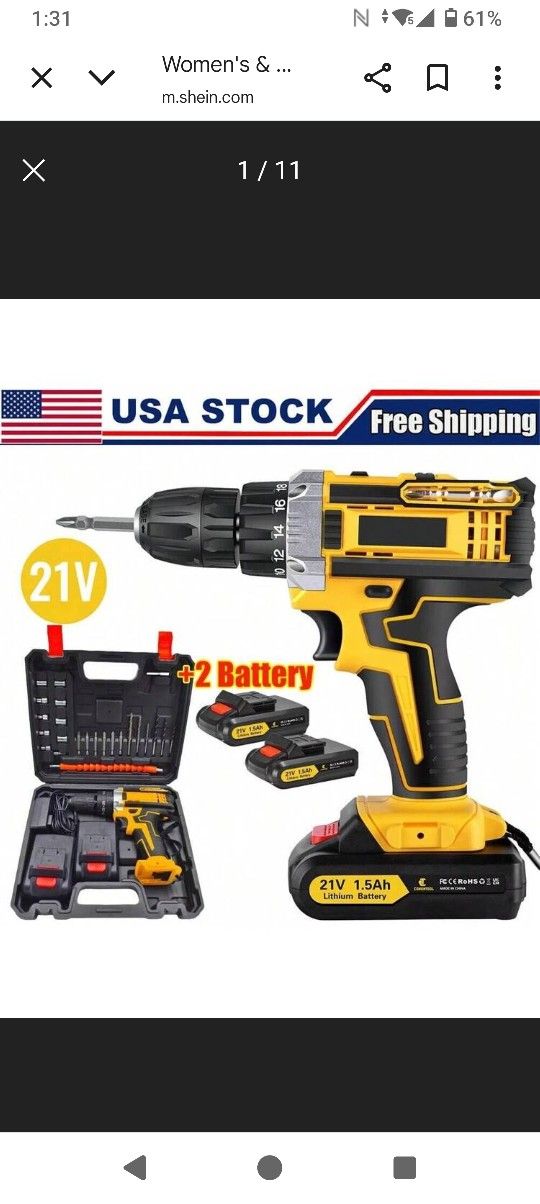 . $39 Cordless Impact Drill And Regular Screw🪛 Driver Drill 21V