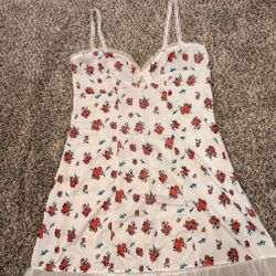 Floral Slip Dress With Lace Detailing 