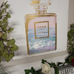 Coco Pastel And Gold Fragrance Bottle With Ocean Scene 