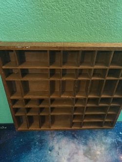 Wooden Shadow Box Display Shelf with Cubby Slots