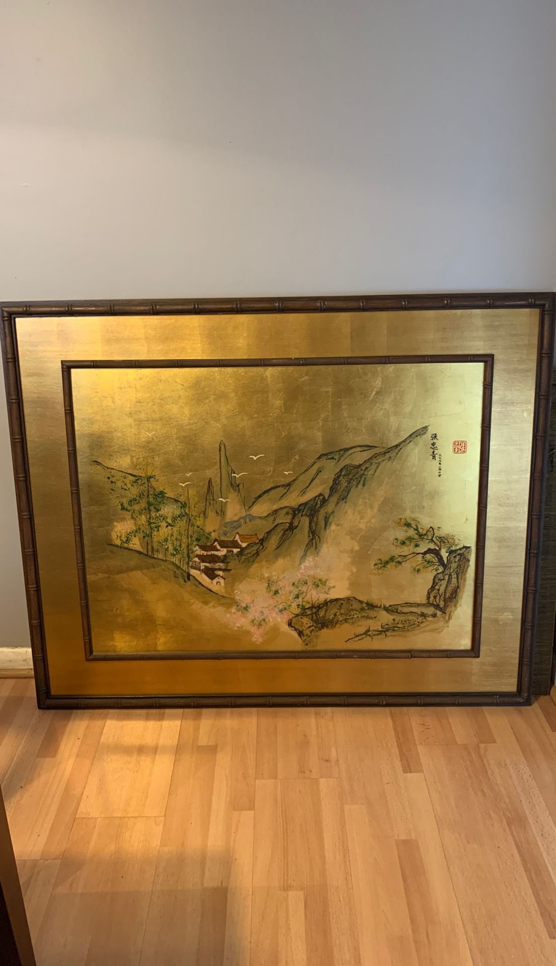 Large Framed Asian Scene Picture 52 5/16” W x 42 1/4”H