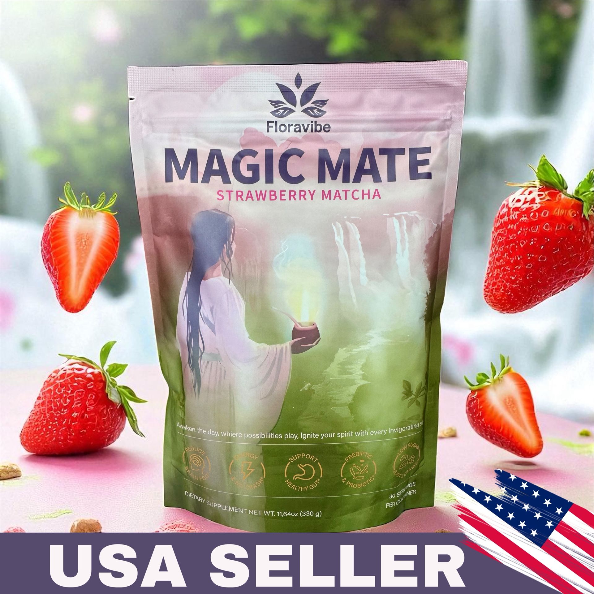 WHOLESALE 245 PCS Yerba Magic=MAGIC MATE Powder | Strawberry MatchaFlavor