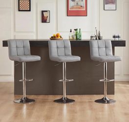 Set of 2 Adjustable Swivel Bar Stools – Modern Gray Counter Chairs