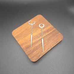 Silver Drop Spike Dangle Earrings