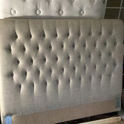 Queen Bed Frame  Upholstered Oatmeal