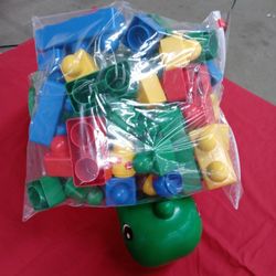 Vintage Duplo Turtle With Blocks