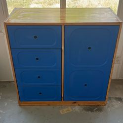 Dresser with blue doors 37in x 17in x 36in 
