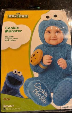 Cookie Monster costumed 12-18 months
