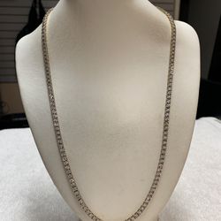 10K Yellow Gold Diamond Tennis Necklace Chain 1.50 TCW 31 Grams (23”)