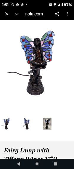 Tiffany style fairy stained glass wings lamp